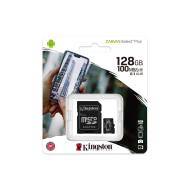 AKKSGKARKIN00004 - Kingston karta pamięci 128GB microSDXC Canvas Select Plus kl. 10 UHS-I 100 MB/s + adapter