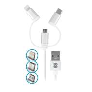 T_01625 - Forever kabel 3w1 USB - Lightning + USB-C + microUSB 1,0 m 1,5A biały