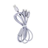 OEM001651 - Maxlife kabel 3w1 USB - Lightning + USB-C + microUSB 1,0 m 2,1A szary nylonowy