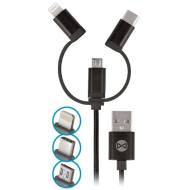 T_01626 - Forever kabel 3w1 USB - Lightning + USB-C + microUSB 1,0 m 1,5A czarny